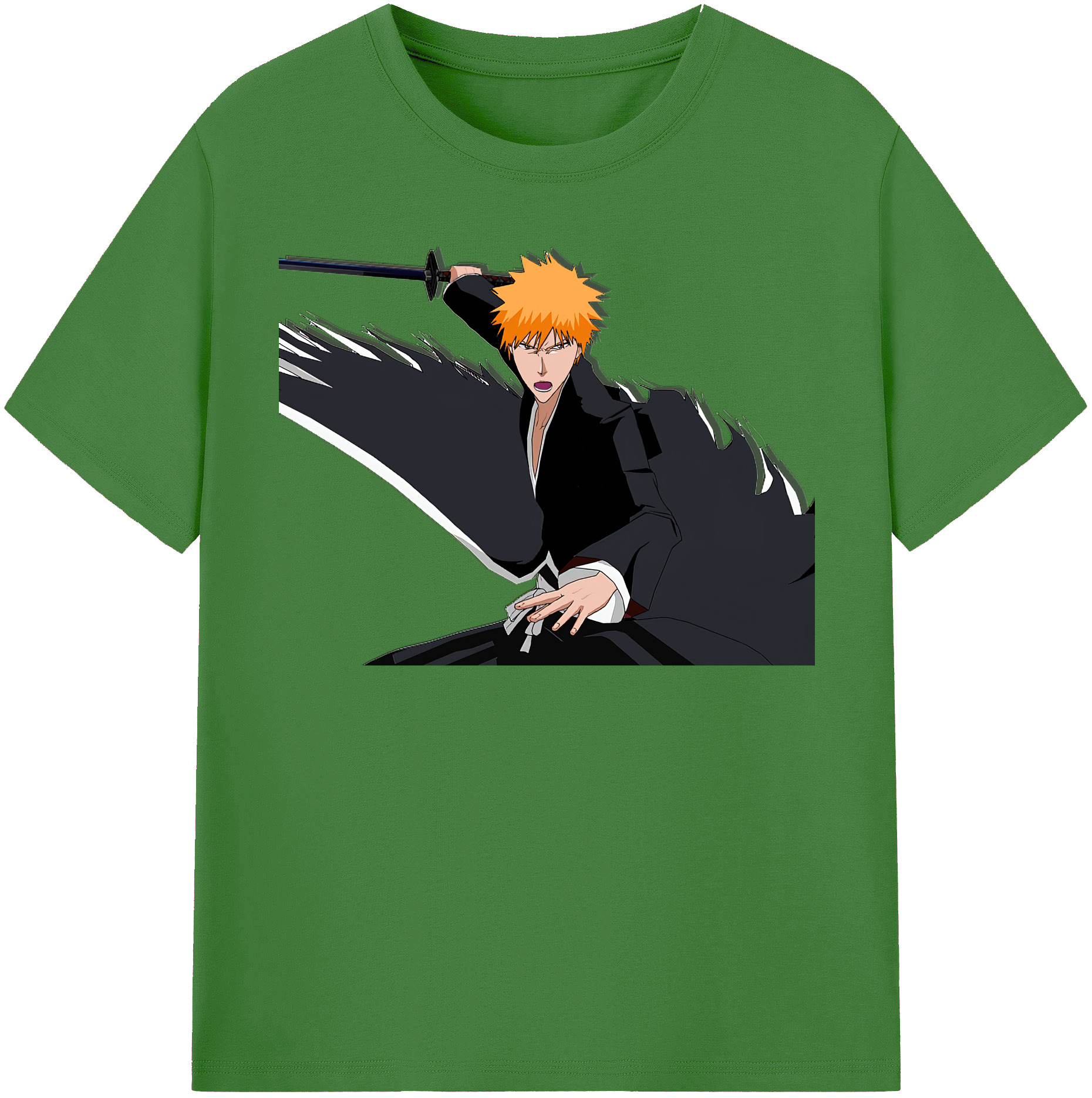 （画像用） ブリーチ 黒崎一護（くろさき いちご）BLEACH Kurosaki Ichigo レディースカジュアルプリントTシャツ（綿100％）